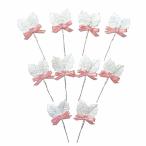 クリスマス ケーキ 飾り オーナメント FX-35 ピンクパールとホワイトヒイラギ (10本入)