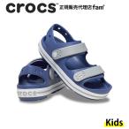 クロックス crocs【キッズ サンダル】Crocband Cruiser Sandal K/クロックバンド クルーザー サンダル K/ビジューブルー×ライトグレー｜☆