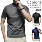 ハイネック Tシャツ メンズ 半袖 2枚組 白 黒 灰 ワインレッド ブルー ハイネック tシャツ メンズ 半袖 ゴルフウェア モックネック ゴルフ
