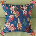 ショッピングクッションカバー ナタリー・レテ クッションカバー サーカス ブルー　サーカス・キャラクターズ・ゴブラン・クッション・カバー・ブルー