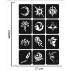 ステンシルシート シール ヘナタトゥー グリッタータトゥー用 複数デザインa4l04 ノーパッケージ