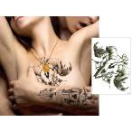 タトゥーシール ヤギの頭蓋骨 薔薇 hb054 中型・A5