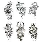 タトゥーシール 蝶 薔薇 花 通常サイズ・6種6枚 hm6024