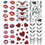 タトゥーシール 唇 ハート 翼 通常サイズ・6種6枚 hm6042