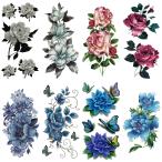 タトゥーシール 薔薇 花 バラ 蝶 8種8枚 ymx8021