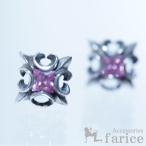 Yahoo! Yahoo!ショッピング(ヤフー ショッピング)ピンクトパーズ カットアウト リリー スクエア クロスデザイン シルバーアクセサリー スタッドピアス メンズ レディース 男女兼用 シルバー925 ピアス 両耳用