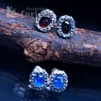 シルバーアクセサリー ピアス アラベスク ユリ ツタ 天然石 メンズ シルバー925 「ブルームーンストーンorガーネット」