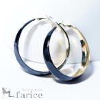 ブラックエナメルアレンジイエローゴールドコーティング レディースフープピアス