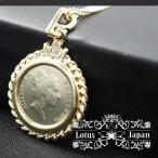 Yahoo! Yahoo!ショッピング(ヤフー ショッピング)エリザベス女王レリーフ　西洋コイン３ストーン付きゴールドペンダントネックレス（チェーン付き）
