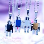 手足可動式・ロボットデザイン メンズ&amp;レディース ステンレス ペンダント ネックレス「イエローゴールドorシルバーorブラックorブルー」
