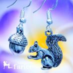 Yahoo! Yahoo!ショッピング(ヤフー ショッピング)リス どんぐり アシンメトリー レディース フック ピアス