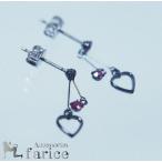 Yahoo! Yahoo!ショッピング(ヤフー ショッピング)チェリーピンクキュービックジルコニア ２スティックオープンブラックハート ジュエリー系スタッドピアス