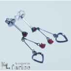 Yahoo! Yahoo!ショッピング(ヤフー ショッピング)ルージュレッドキュービックジルコニア ２スティックオープンブラックハート ジュエリー系スタッドピアス