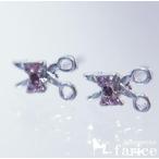 Yahoo! Yahoo!ショッピング(ヤフー ショッピング)ピンク＆パープルキュービックジルコニア キラキラリボン付きはさみデザイン ジュエリー系スタッドピアス