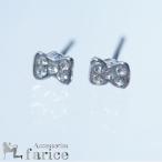 Yahoo! Yahoo!ショッピング(ヤフー ショッピング)キラキラミニリボンデザイン ホワイトキュービックジルコニア ジュエリー系スタッドピアス