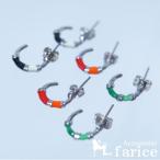 Yahoo! Yahoo!ショッピング(ヤフー ショッピング)バイカラーハーフムーン３ロールデザイン ジュエリー系 スタッドピアス「選べる3色カラー」