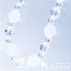 ミルキーホワイト&amp;クリアカットビーズ装飾 シックエレガントデザイン ゴールドカラー レディース ネックレス「サイズ調整アジャスター付き」