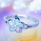 一輪プルメリア花びらホワイトオパール装飾レディースハワイアンジュエリーシル...