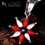 フラワーデザインレッドコーラル&ホワイトシェル装飾メンズ&...