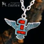 イーグルモチーフレッドコーラルインレイ装飾インディアンジュエリーシルバー9...