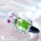 Yahoo! Yahoo!ショッピング(ヤフー ショッピング)シャイニングホワイトキュービックジルコニアパンサー&イエローグリーンストーンジュエリーリング