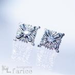 Yahoo! Yahoo!ショッピング(ヤフー ショッピング)クリアストーン装飾 クロス（十字架）&ライン彫り&4ポイントスタッド スクエア型フラワー（花）デザイン メンズ シルバー925 スタッドピアス