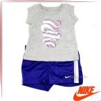 ナイキ NIKE Tシャツ パンツ 2ピースセットアップ 子供服 子ども服 女の子 おんなの子 キッズ服 ベビー服 グレー パープル ロゴ ブラン..