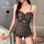  купальный костюм женский в клетку One-piece оборка моно kini One-piece модный Корея симпатичный симпатичный экспонирование запись .