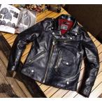 ダブルライダース 茶芯 馬革 レザージャケット 本革 ホースハイド 植鞣し 革ジャン バイクレザー アメカジ メンズ