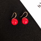 Yahoo! Yahoo!ショッピング(ヤフー ショッピング)可愛いシンプルパールを１粒ピアス♪金属アレルギー対応★【超オシャレな期間限定特価】人気美品★お洒落美しく魅せる☆かわいいアクセサリー/赤色