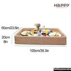 ショッピングプール プール用フローティングトレイ 正方形の籐製プールテーブル、ドリンク、スナック、必需品用の水泳用フローティングサービングトレイ - ほとんどのプールサイズに