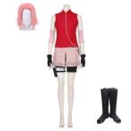 送料無料◆NARUTO -ナルト- 疾風伝 風 春野サクラ コスプレ衣装 ウィッグ 靴 cosplay 衣装 コスチューム ハロウィンイベント 仮装 クリスマス変装