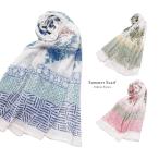 花柄薄手コットンストールサマーマフ...