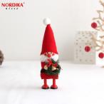 [11/28-12/3限定 クーポンで10%OFF] ノルディカニッセ リースを持ったサンタ フェルトシリーズ 赤 NORDIKA nisse クリスマス 雑貨 木製 人形 北欧 NRD120505
