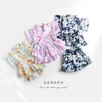 SERAPH 花柄甚平 S275025((浴衣 女の子 かわいい 上下セット 子供 キッズ セパレート 祭り 花火 七夕 服 ベビー プレゼント 0歳 1歳 2歳 3歳 4歳 5歳 じんべい)