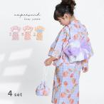 ampersand ワンピースとしても着られる ももとギンガム浴衣 L275065(浴衣 子供 セパレート ワンピース 簡単 女の子 100 110 120 130 こども 子供ゆかた セット)
