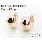 ピアス レディース アレルギー対応 ニッケルフリー K10 10金 イエローゴールド 月甲 フープピアス ムーンピアス シンプル 幅7mm 外径13mm