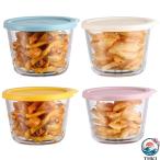 4 6個セット プリンカップ 270ML 蓋付き 透明電子レンジ オーブン対応 ガラス製プリンカップ ヨーグルトダブルスキンミルクフルーツデザート保存容器 冷蔵庫対応