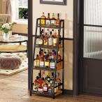 ワインラック ウイスキー 棚 ボトルラック ディスプレイ自立式 3段 台形リカースタンド 階段付き 木製 大容量 収納 コーナーワインボトルフェンス付き おしゃれ
