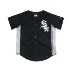 Chicago White Sox/ MLB ホワイトソックス ワッペン・刺繍入り 半袖 ベースボールシャツ ブラック×グレー