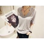 スキッパー半額店内ほぼ全品対象半袖無地Tシャツとろみトップスレディース体型カバー大きいサイズ