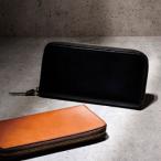 手塗りオイルレザー ラウンド長財布 ブラック K11108317