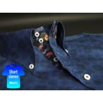 ショッピングクールビズ 沖縄 アロハ メンズ ボタンダウン シャツ 半袖 クールビズ おしゃれ 限定 紅型 紺 ネイビー系 チェック柄 msck-nv04-4824