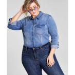 ニーナ Nina Parker レディース ボディースーツ デニム 大きいサイズ インナー・下着 Trendy Plus Size Denim Shirt Bodysuit Medium Denim