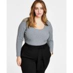 バースリー Bar III レディース ボディースーツ 大きいサイズ インナー・下着 Plus Size Knit Bodysuit Pewter Heather