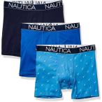 ノーティカ Nautica メンズ ボクサーパンツ インナー・下着 3-pack Classic Underwear Cotton Stretch Boxer Brief Peacoat/Sea Cobalt/Sail Printaero Blue