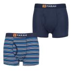 ファーラー Farah メンズ ボクサーパンツ インナー・下着 2 Pack Striped Cotton Keyhole Trunks Navy/Blue