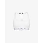 ヴェルサーチェ VERSACE レディース ブラレット インナー・下着 Logo-print stretch-cotton jersey bralette Optical White