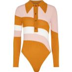 ドド バー オア Dodo Bar Or レディース ボディースーツ インナー・下着 Striped polo shirt bodysuit Orange Combo
