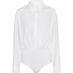 メゾン マルジェラ MM6 Maison Margiela レディース ボディースーツ インナー・下着 cotton poplin bodysuit White